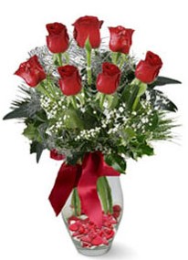  Artvin internetten çiçek siparişi  7 adet kirmizi gül cam vazo yada mika vazoda