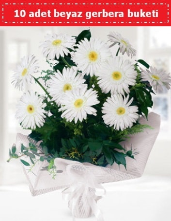 10 Adet beyaz gerbera buketi  Artvin çiçek , çiçekçi , çiçekçilik 